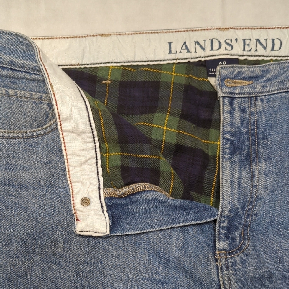 Lands' End Traditional Fit Flannel Lined Tapered Mens Jeans Size 40‎
